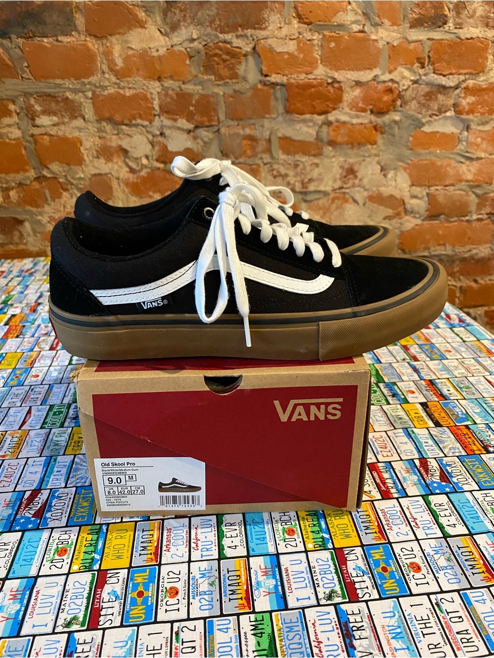 Vans Old Skool Pro Skate Shoes Mens 9 Black Brown Gum White Icing Insoles. Used